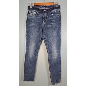 NWOT Lucky Brand Women's Ava Mid Rise Skinny Dark Blue Wash Raw Hem Size 2/26